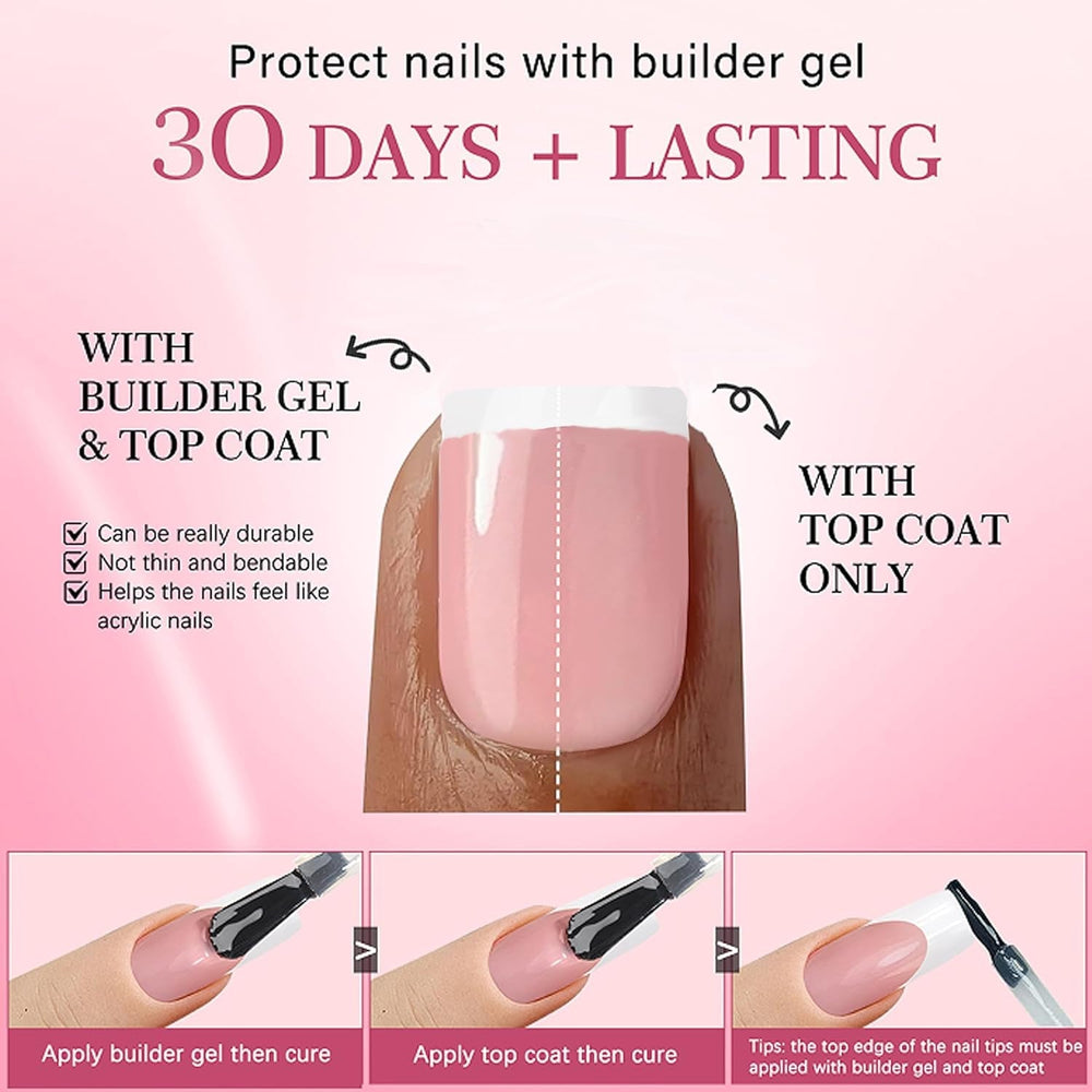 Set 240 de unghii false franceze scurte, unghii artificiale pătrate, unghii de lipit cu lipici, vârfuri de unghii acrilice, unghii false pentru femei, artă unghii DIY