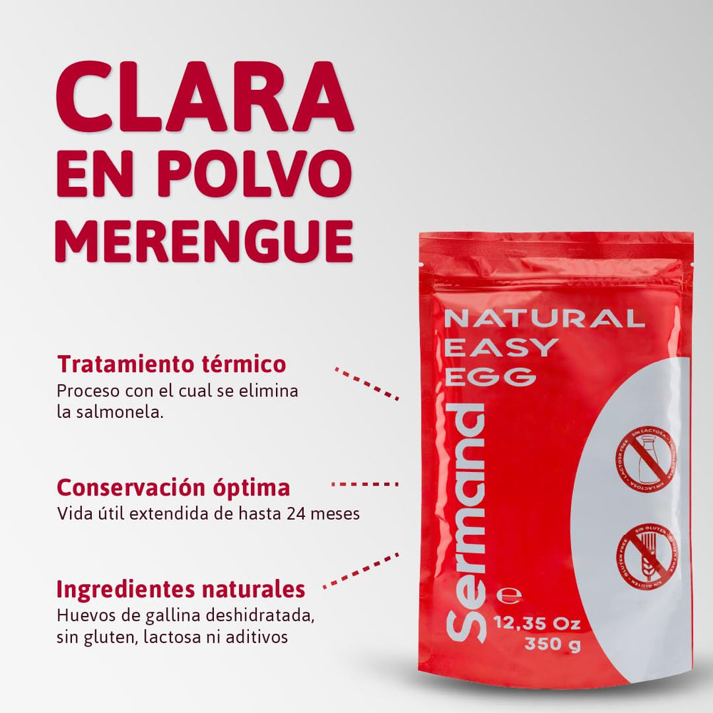 Eiweißpulver für Baiser (350 g) | Pasteurisiertes Eiklar | Getrocknetes Eiweiß | Senza lattosio Senza glutine | In wiederverschließbarem Zip-Beutel