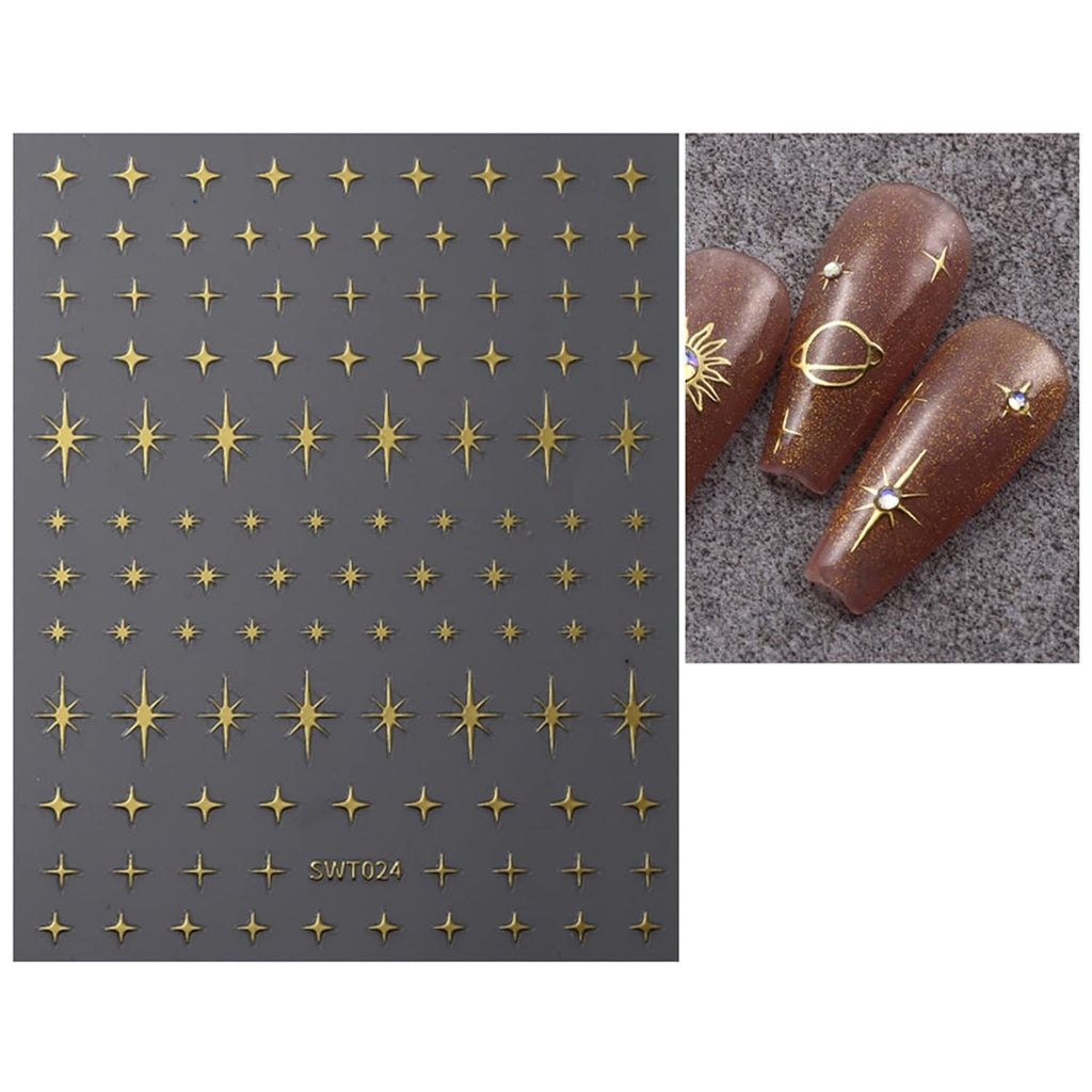 JMEOWIO Nagelsticker Mond Stern 9 Blatt Nail Art Sticker Selbstklebend Nagelaufkleber Bunter Dekoration Nageldesign Zubehör