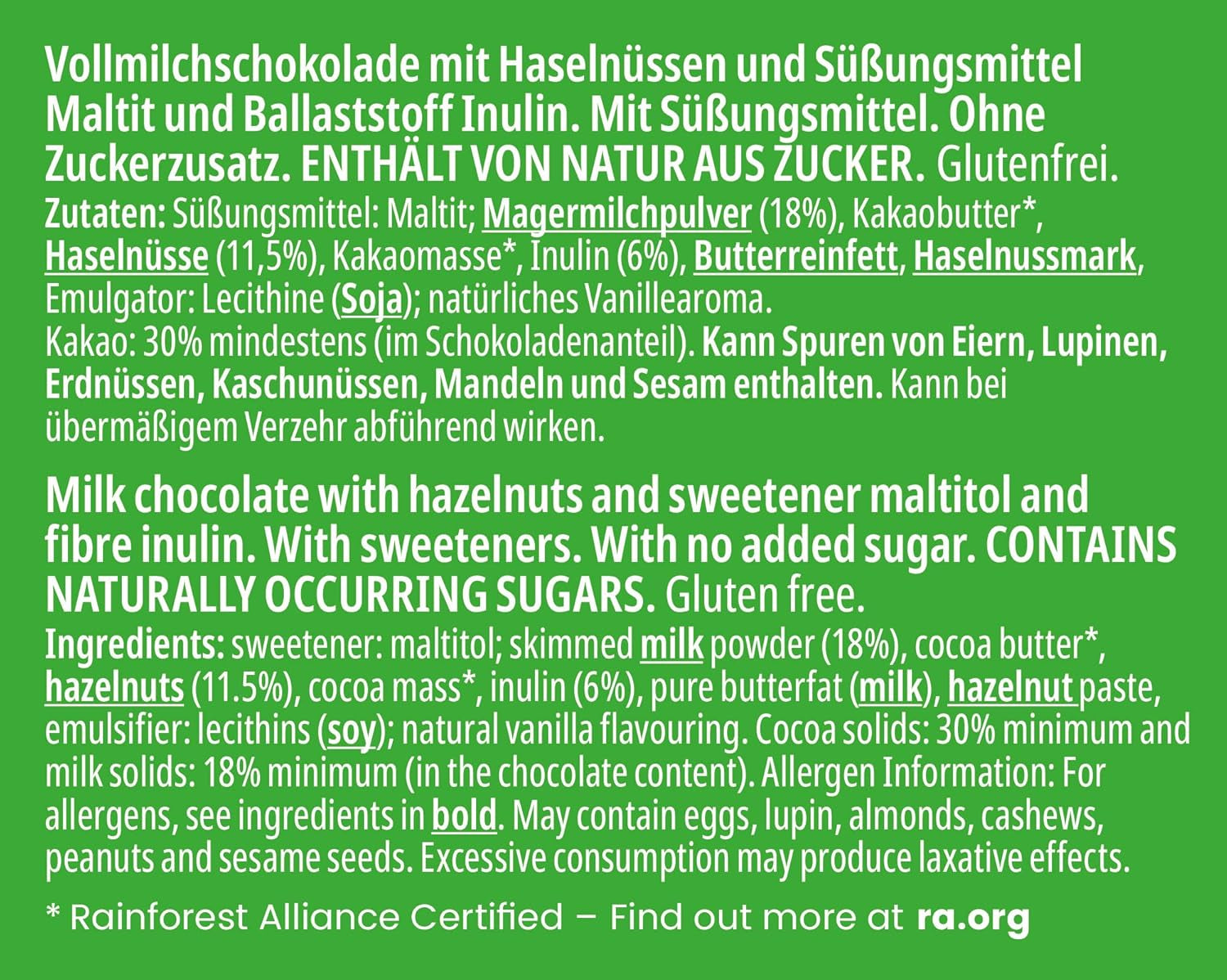 frankonia CIOCCOLATO SENZA ZUCCHERI AGGIUNTI Cioccolato con nocciole, senza glutine, 85 g