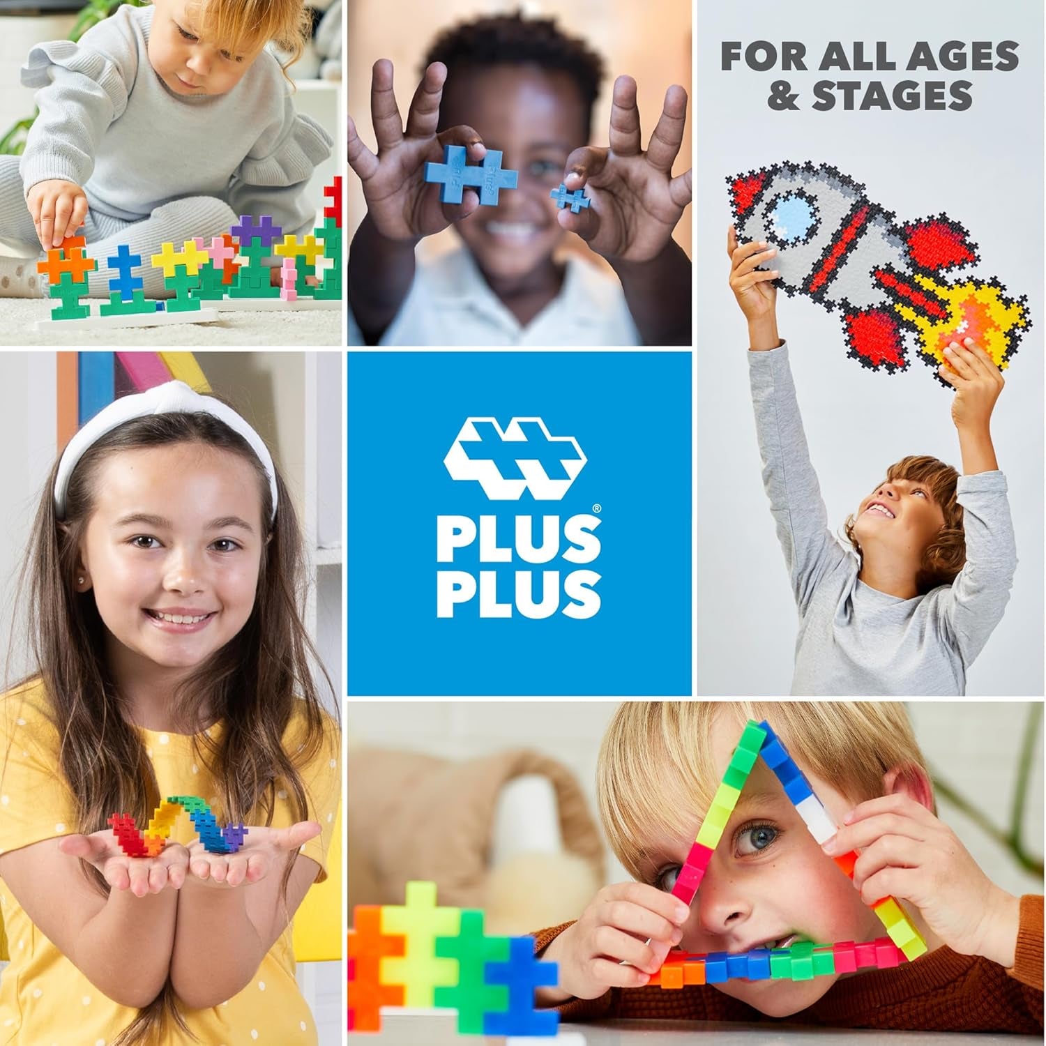 Plus-Plus 9603210 Geniales Konstruktionsspielzeug, Open Play Big Basic Mix, Bausteine-Set, 100 Teile, Mehrfarbig, Mehrfarbig