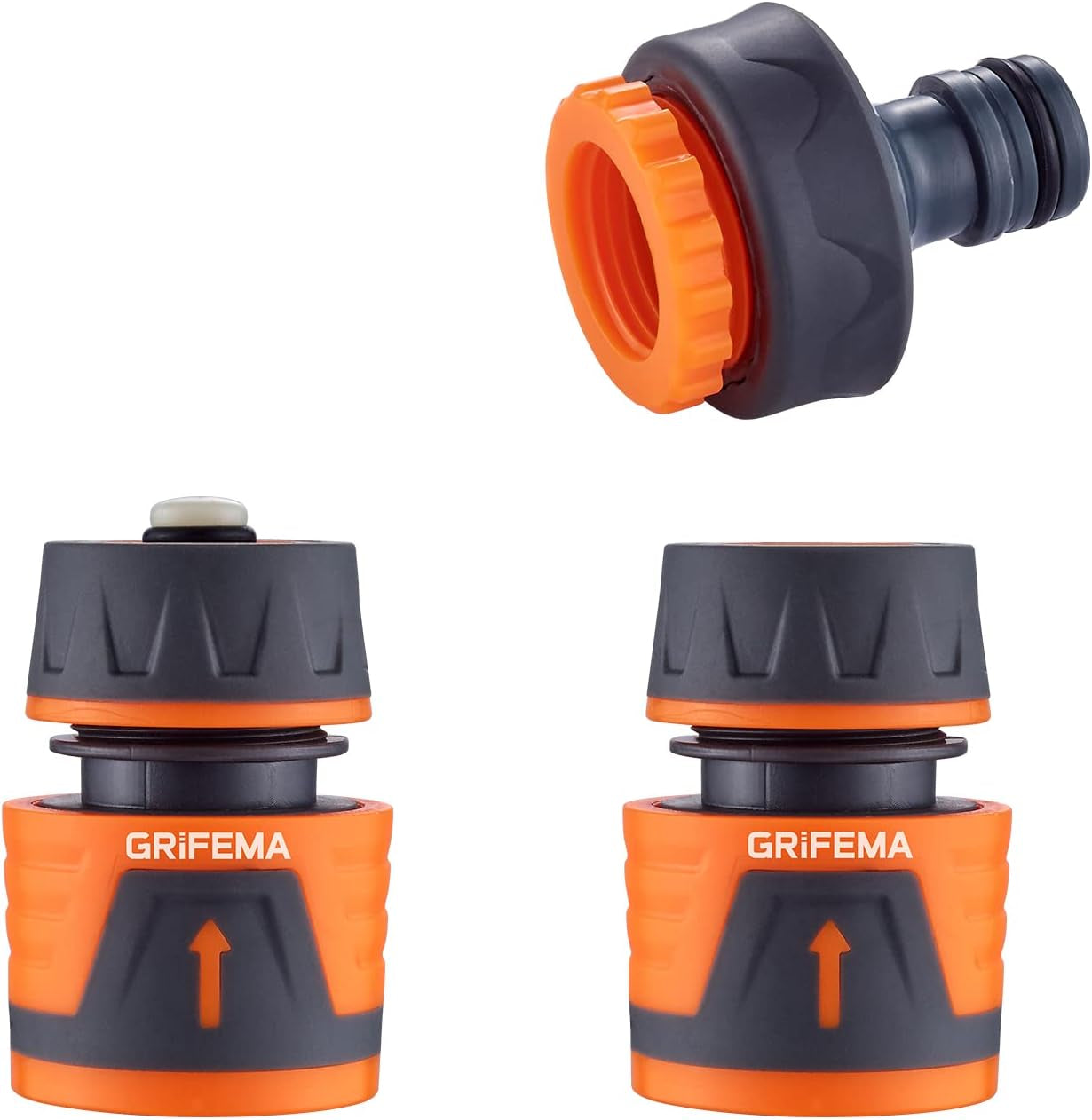 Distribuitor GRIFEMA cu 4 căi, racord de apă de 3/4 inch și 1/2 inch, 4 dispozitive pot fi conectate simultan, debit de apă reglabil, portocaliu/negru