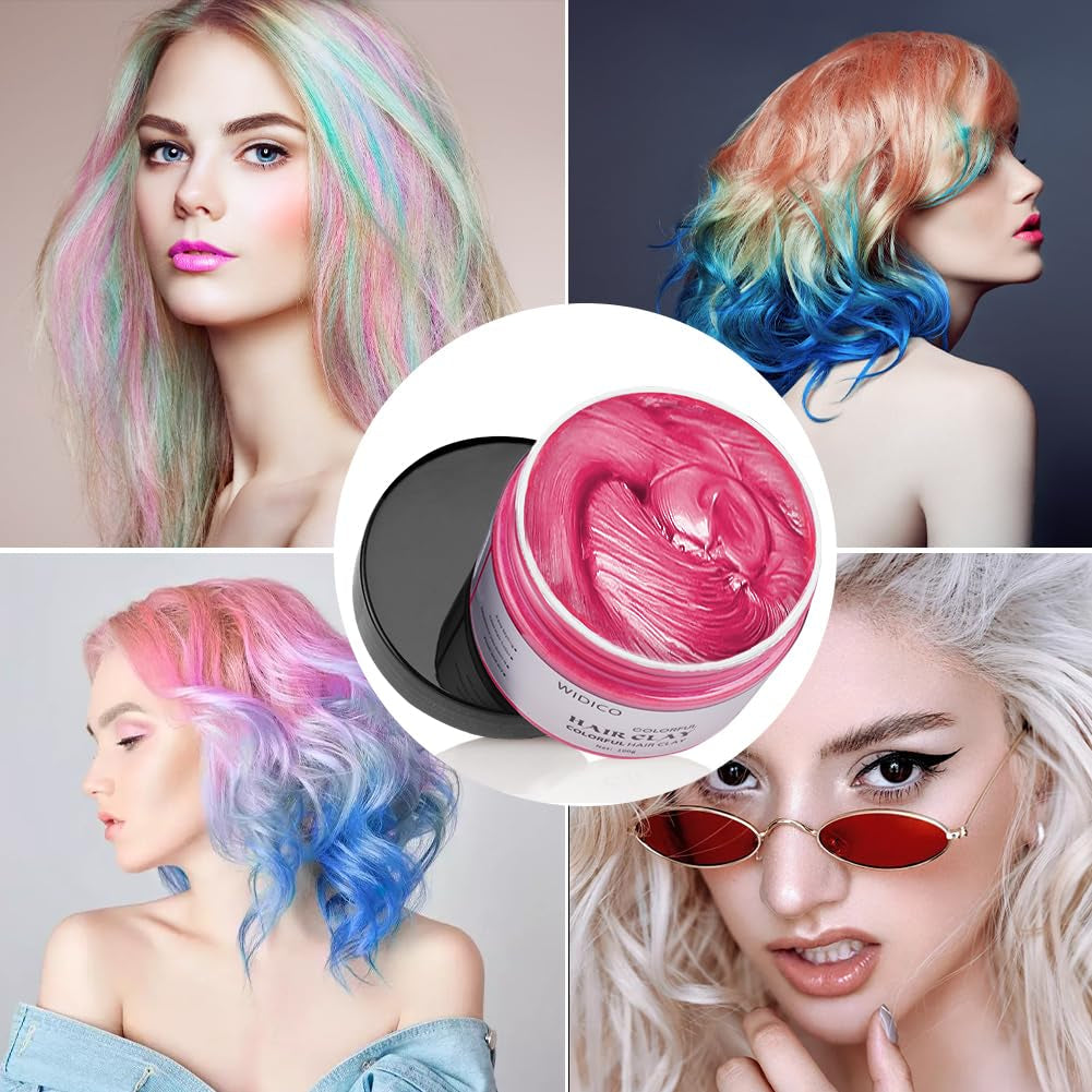 Ceară temporară pentru păr, ceară de culoare a părului lavabilă pentru bărbați, femei, ceară de păr, vopsea de păr, coafură naturală mată pentru petreceri, cosplay și Halloween-100g (roz) Vopsea pentru par Naty Shop
