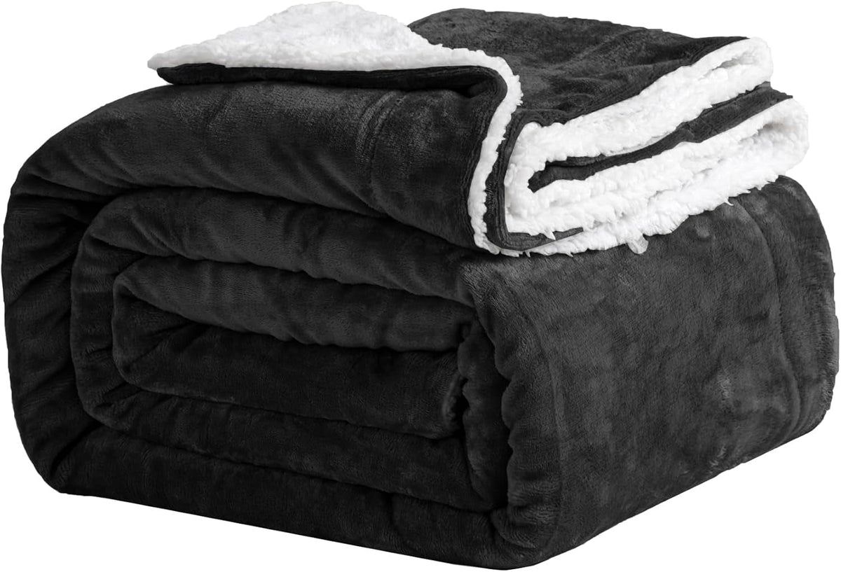 Coperta accogliente 150X200Cm nera Coperta in pile Living Sherpa coperta divano copridivano Caldo inverno Morbida coperta (nera, 150X200Cm) Letti e coperte Good Nite Nero 150X200Cm
