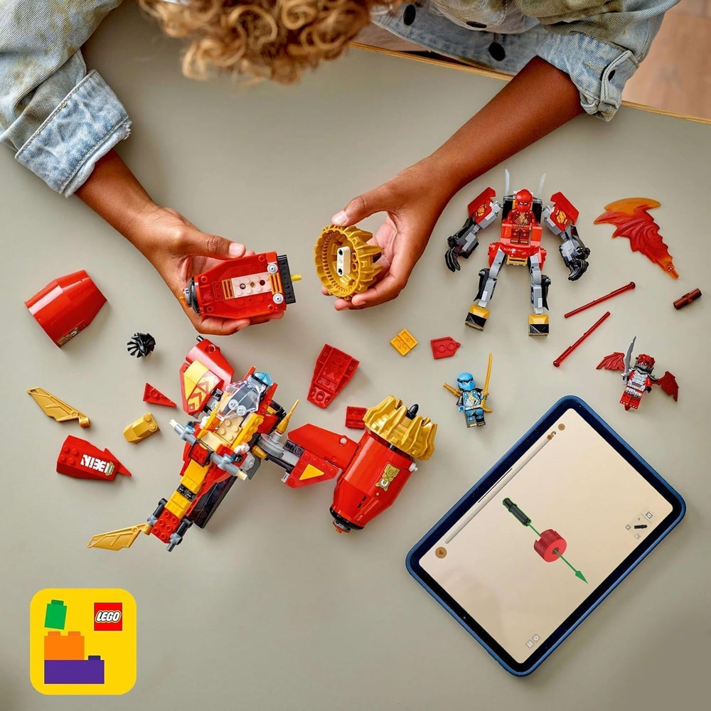 Mech Storm Rider di LEGO NINJAGO Kai - Moto giocattolo volante con 3 minifigure - Mech con testa, braccia e gambe mobili - Giocattolo da costruire - Regalo per ragazzi e ragazze dai 7 anni in su 71830 Set da costruzione Besuche den LEGO-Store