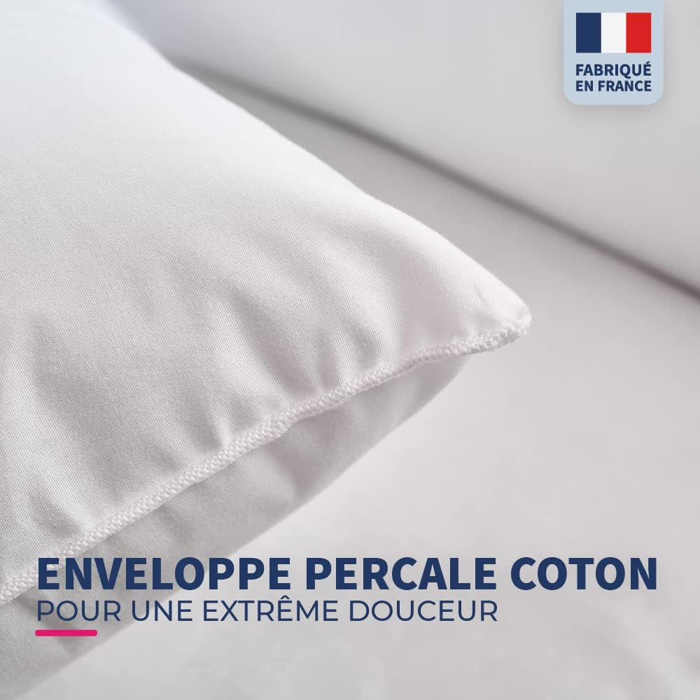 Blue Câlin Set de 2 perne cu confort ferm "Alaska", super umplutură, 100% bumbac Percale Envelope, alb, 65 X 65 cm formă pătrată Perne standard Naty Shop
