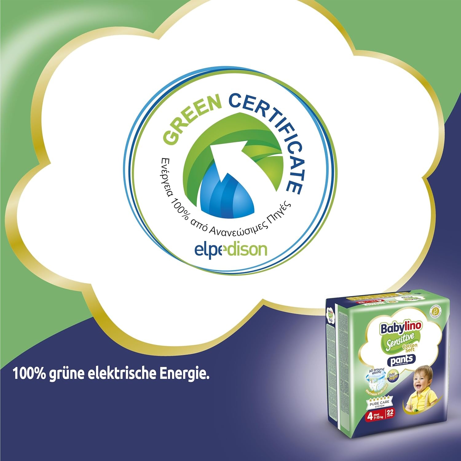 Pannolini Sensitive Cotton Soft, taglia 4, Pantaloni Maxi (7-13 kg), 22 pezzi