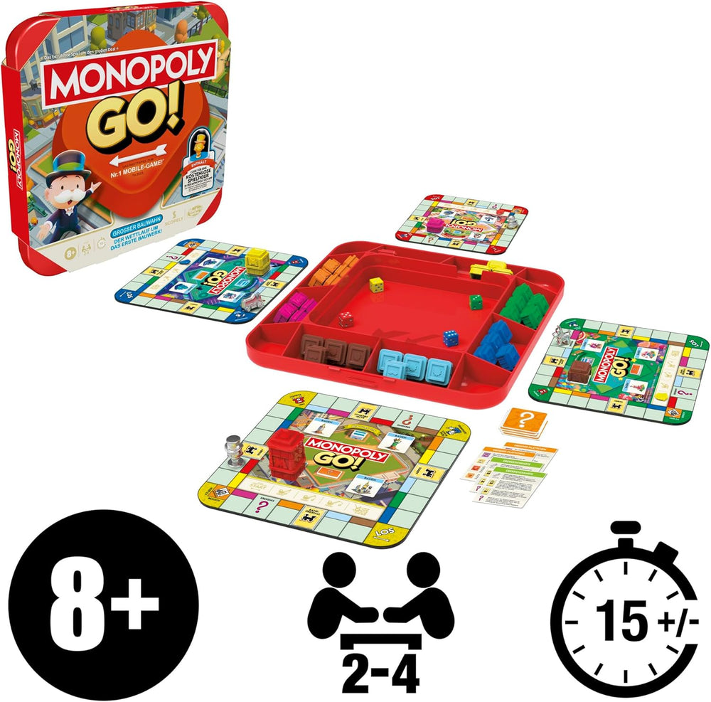 Gioco da tavolo Monopoli GO! - Versione tedesca, gioco basato sulla popolare versione online, gioco di strategia veloce per tutta la famiglia, divertimento da 2 a 4 giocatori