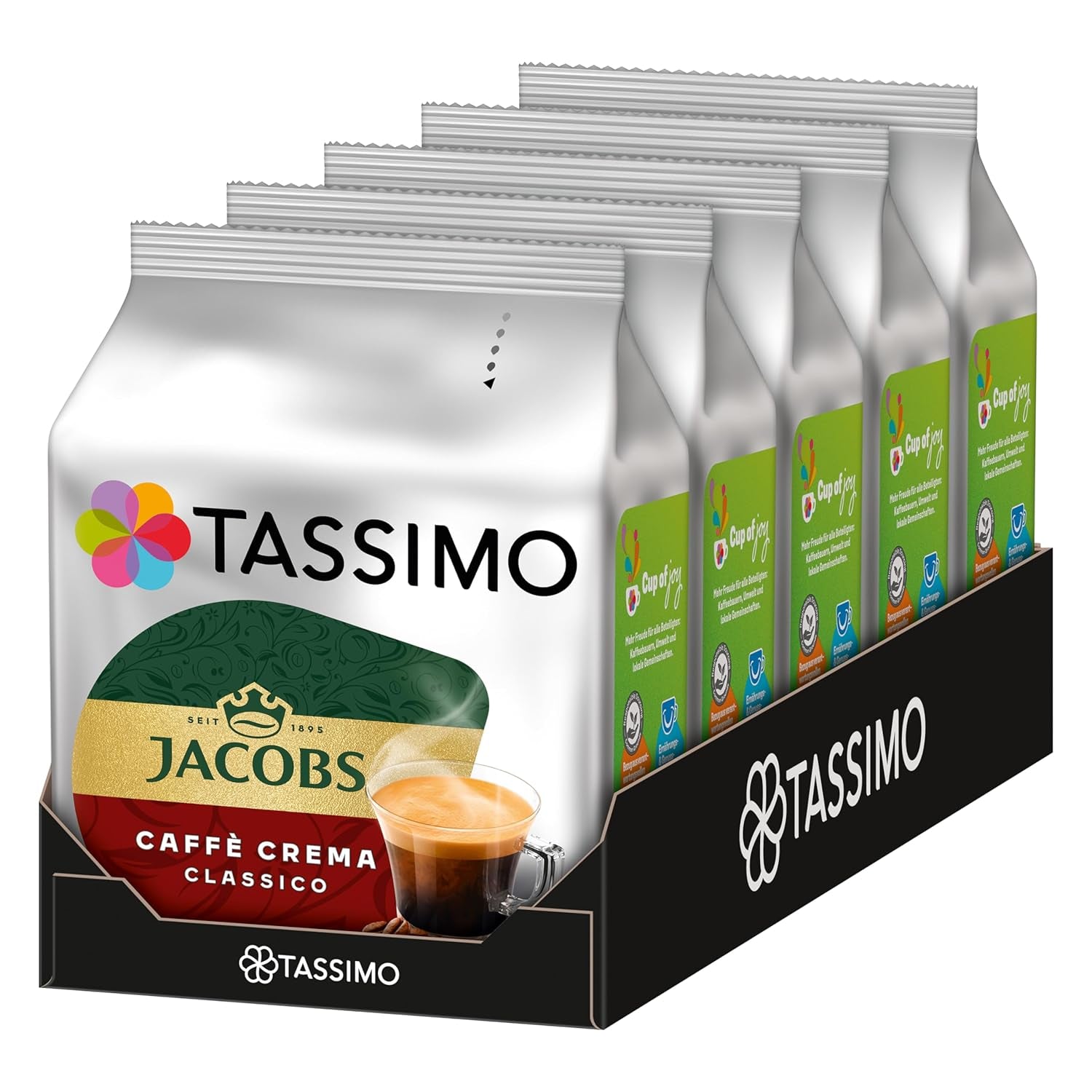 Tassimo Kapseln Jacobs Caffè Crema Classico, 5 x 16 Pads, 80 Kaffeekapseln