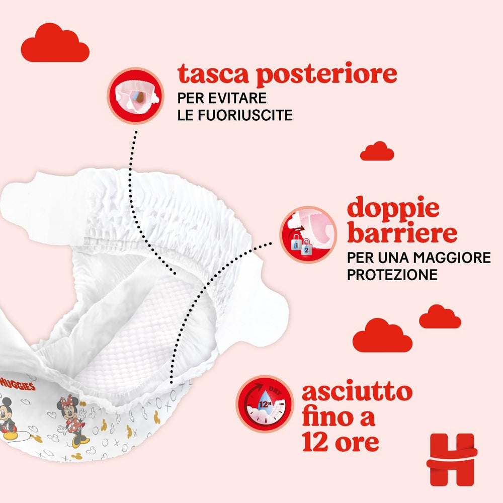 Pannolini Huggies Ultra Comfort/Little Movers, taglia 3 (4-9 kg), design Disney, assorbenti, protezione completa, 126 pezzi