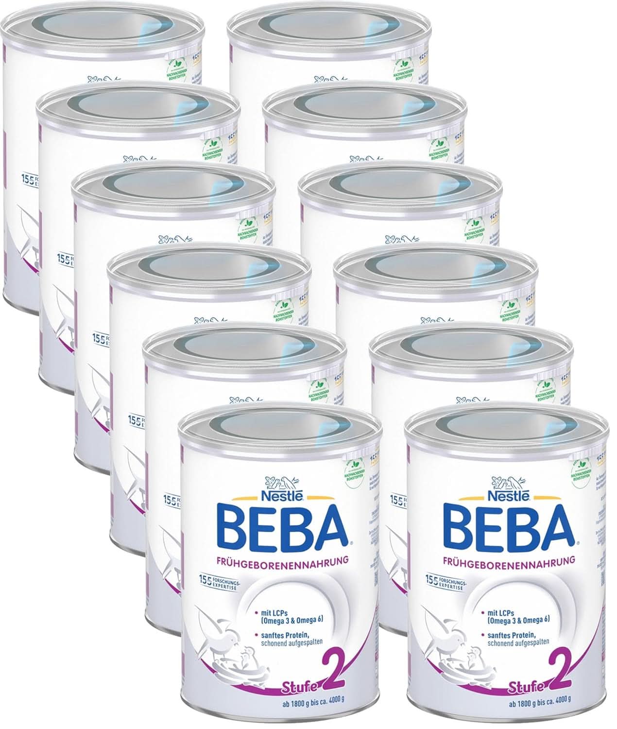 Alimento per neonati prematuri BEBA Level 2, Alimento speciale per neonati prematuri e neonati di peso ridotto, pronto da bere, confezione da 32 (32 x 90 ml) Naty Shop