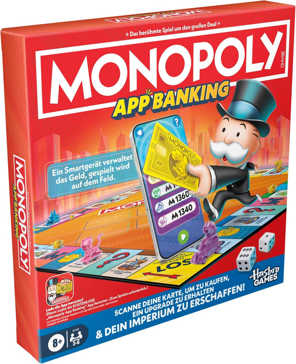 Monopoly Board Game App Banking - Versione tedesca, versione moderna del classico gioco elettronico per bambini dagli 8 anni in su, da 2 a 6 giocatori