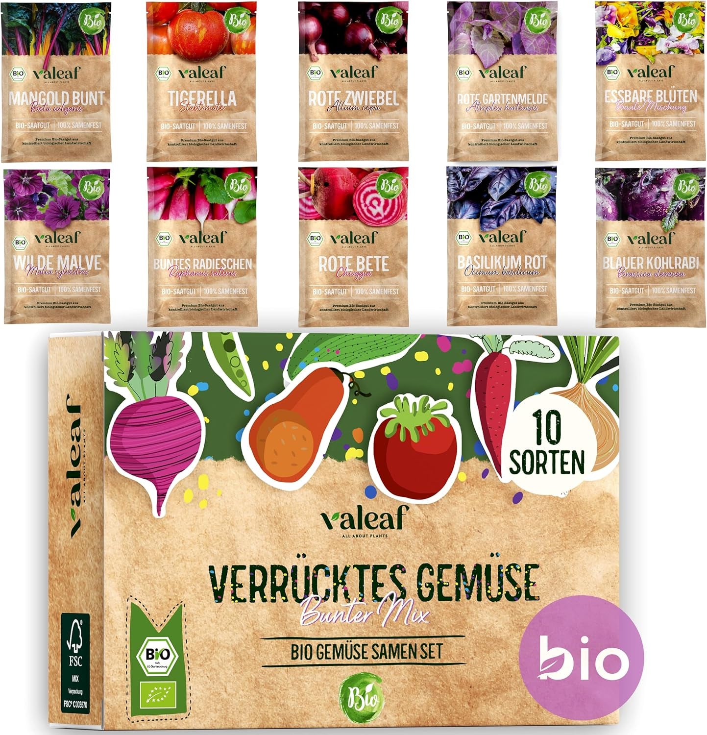 BIO Verrücktes Gemüse Samen Set I Saatgut Set Mit Besonderen Gemüsesamen I Züchte Buntes Gemüse I Mini Pflanzset I Crazy Veg I Gemüse Samen Set I Garten Anzuchtset Gemüsesamen Geschenk