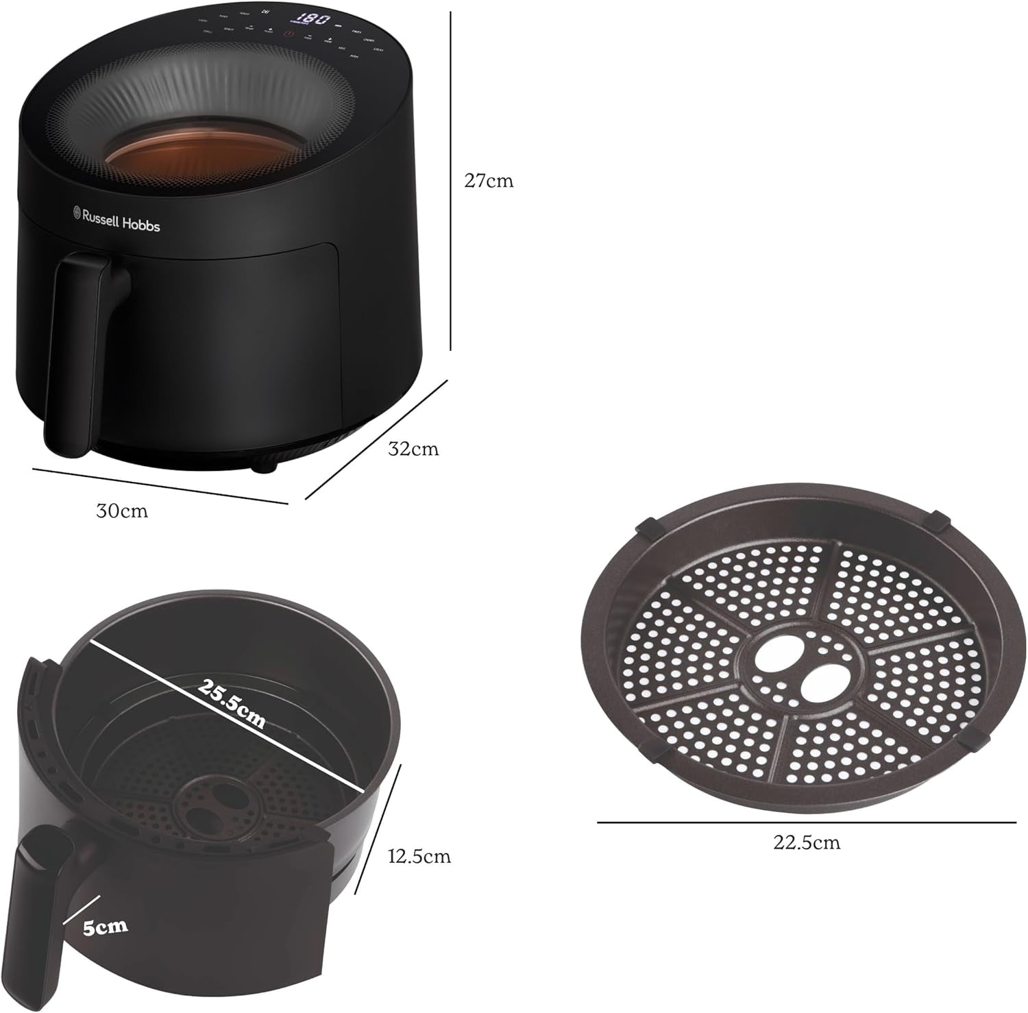 Russell Hobbs Airfryer, 5 litri, 10 programmi, finestra di visualizzazione Naty Shop Appliances