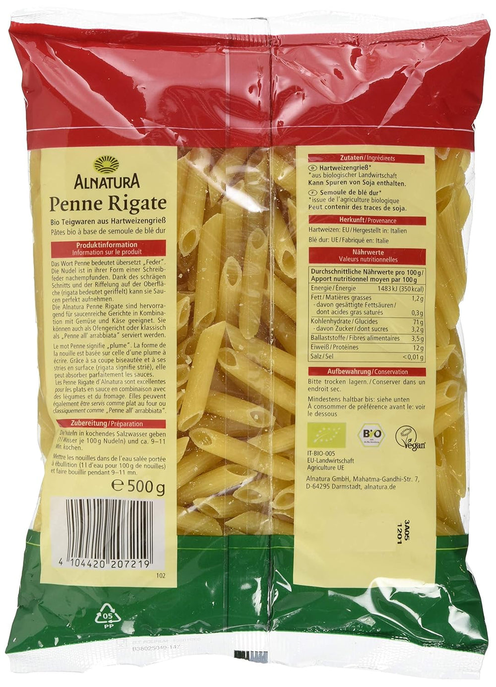 Pasta biologica Penne Rigate, 500g