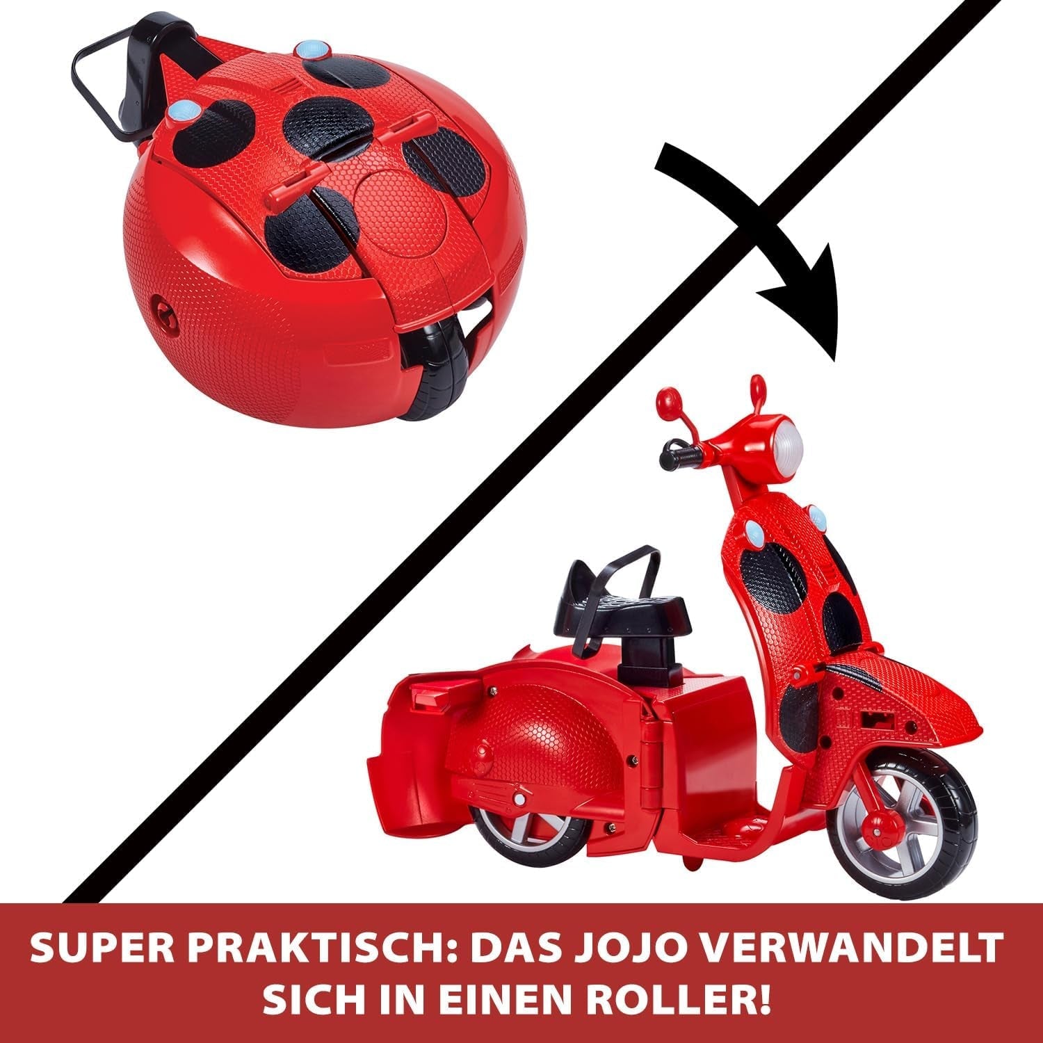 Bandai - Miraculous Ladybug - Scooter Miraculous Switch'n go + Gelenkpuppe Ladybug Lucky Charm 26 cm - P50668