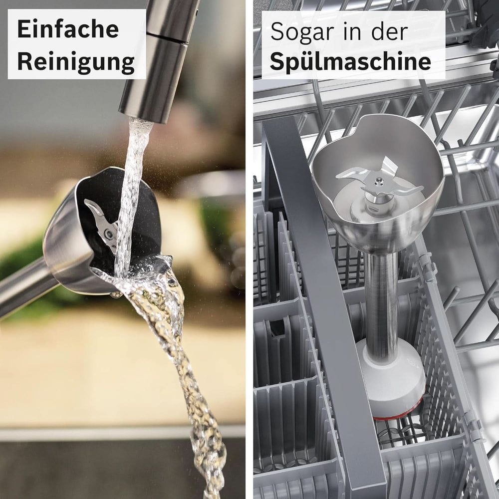 Bosch Stabmixer Ergomaster Serie 4 MSM4W210, Einhändig Bedienbar, Edelstahl-Klingen, Verschleißfreie Keramik-Kupplung, Mixbecher, Quattroblade, Antisplash Funktion, Einschaltsperre, 600 W, Weiß Mother and Child Naty Shop