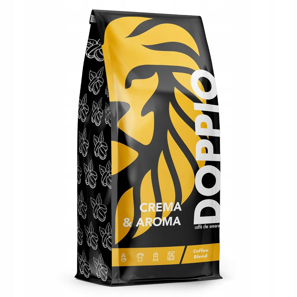Doppio Crema & Aroma 1KG | Boabe de cafea 80% Arabica și 20% Robusta | cu note de cacao, nuci și caramel | Prăjire proaspătă și medie, aciditate scăzută | pentru espresso | Blue Orca Coffee