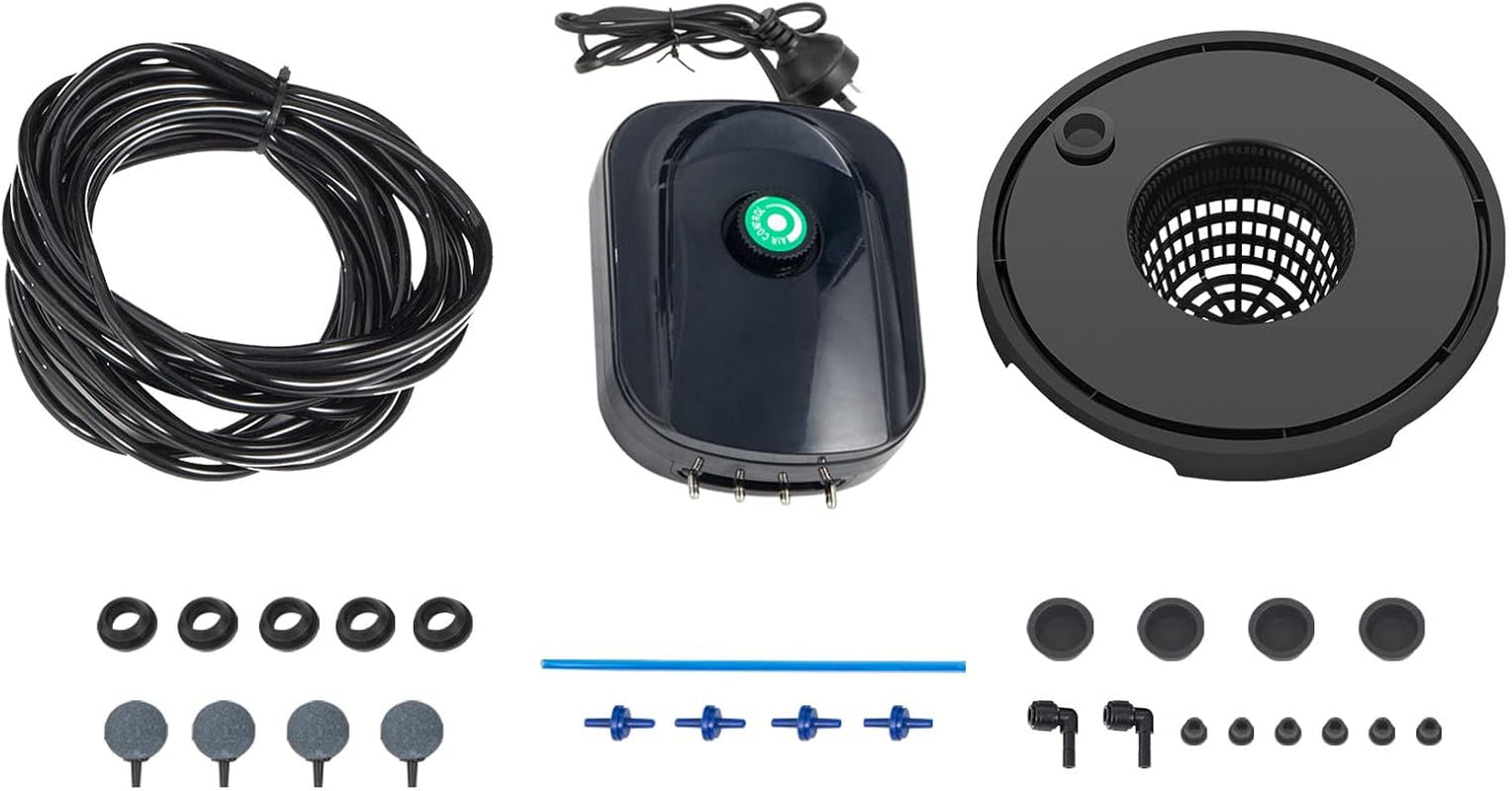 VEVOR DWC Sistema di Coltivazione Idroponica, Sistemi di Coltivazione Idroponica, Coltivazione in Acque Profonde 4 Secchi da 20 Litri, Sistema DWC con Pompa ad Aria, Pietre porose e Indicatore del Livello dell'Acqua per Verdure in Foglia