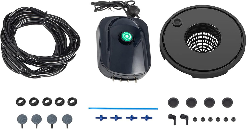 VEVOR DWC Sistema di Coltivazione Idroponica, Sistemi di Coltivazione Idroponica, Coltivazione in Acque Profonde 4 Secchi da 20 Litri, Sistema DWC con Pompa ad Aria, Pietre porose e Indicatore del Livello dell'Acqua per Verdure in Foglia