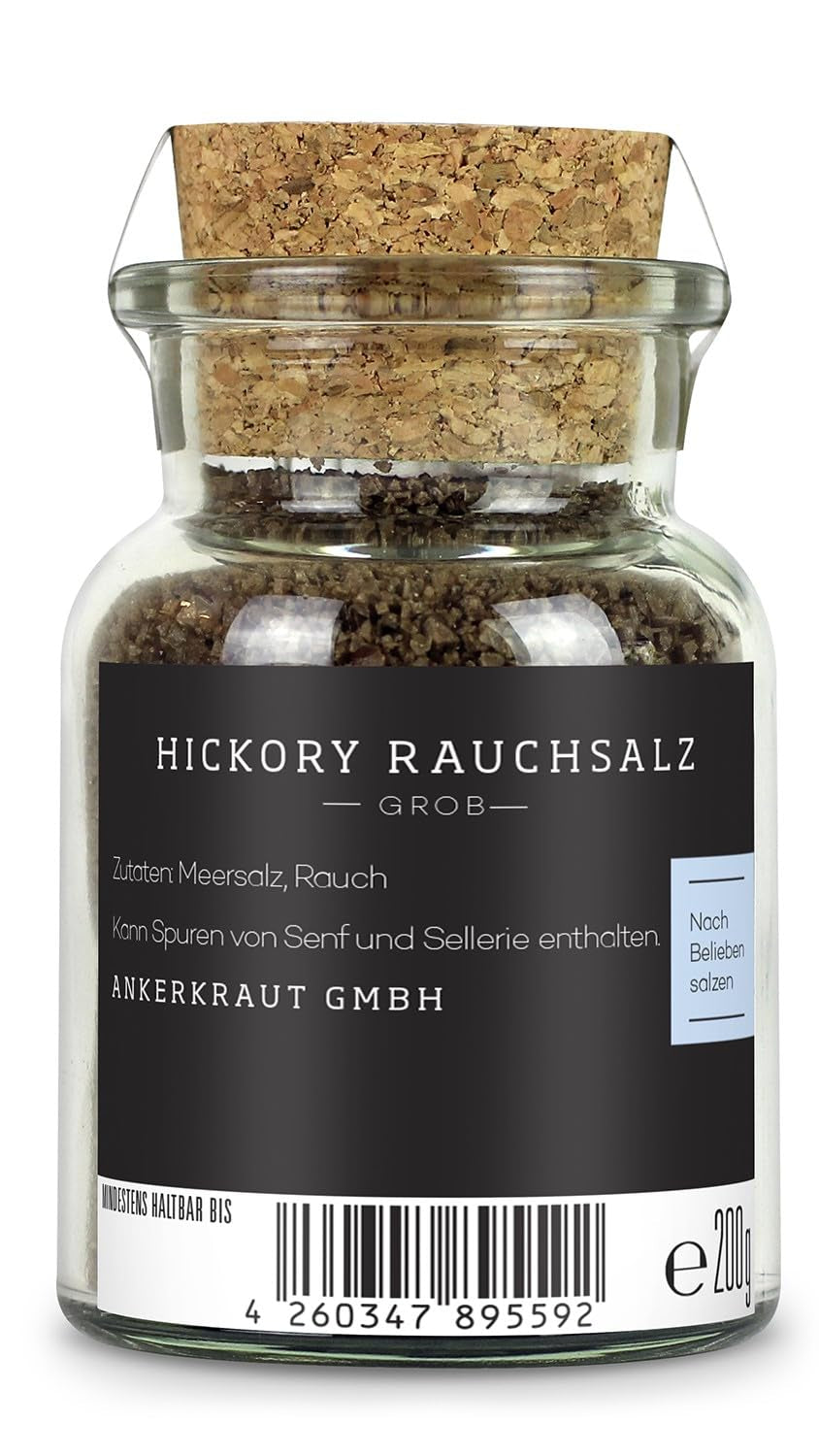 Ankerkraut Hickory Rauchsalz, echtes Rauchsalz aus den USA, 75 g in Korkenglas