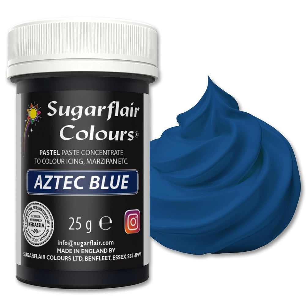 Colorant alimentar Sugarflair Paste Pastel Aztec Blue, colorant alimentar pentru paste, fondant și marțipan, culori concentrate Spectral - 25 g