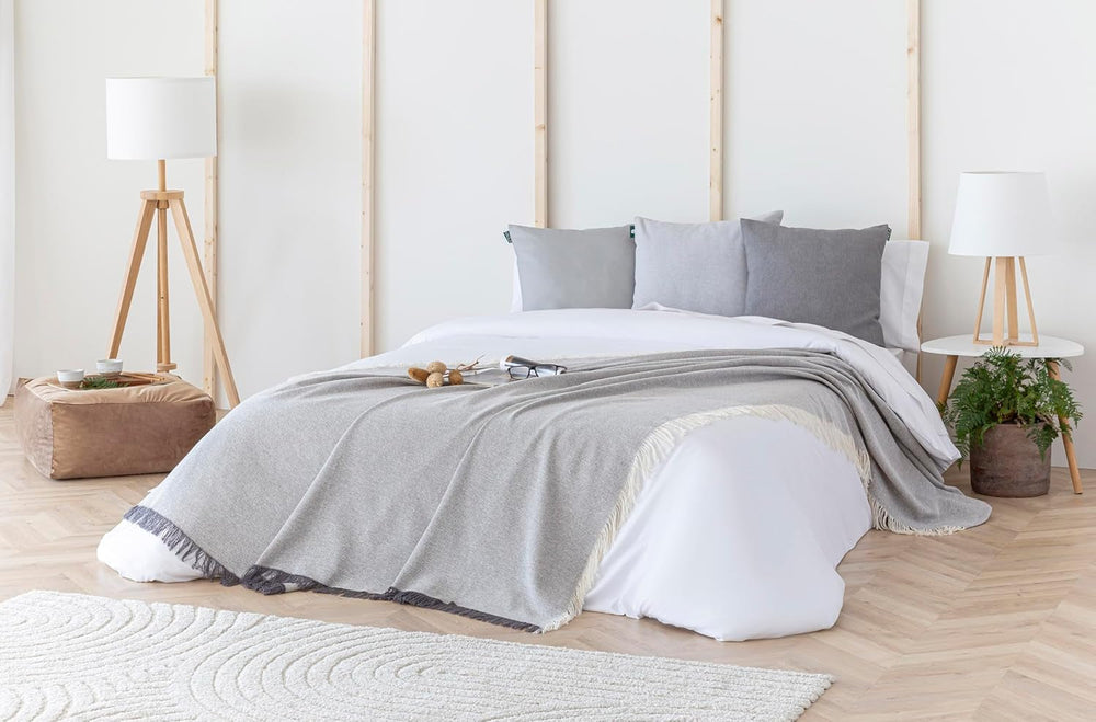 Copriletto multifunzionale, copriletto, copriletto, copridivano, Jarapas, tinta unita (180 X 260 cm, grigio scuro). Letti e coperte Besuche den Todocama-Store