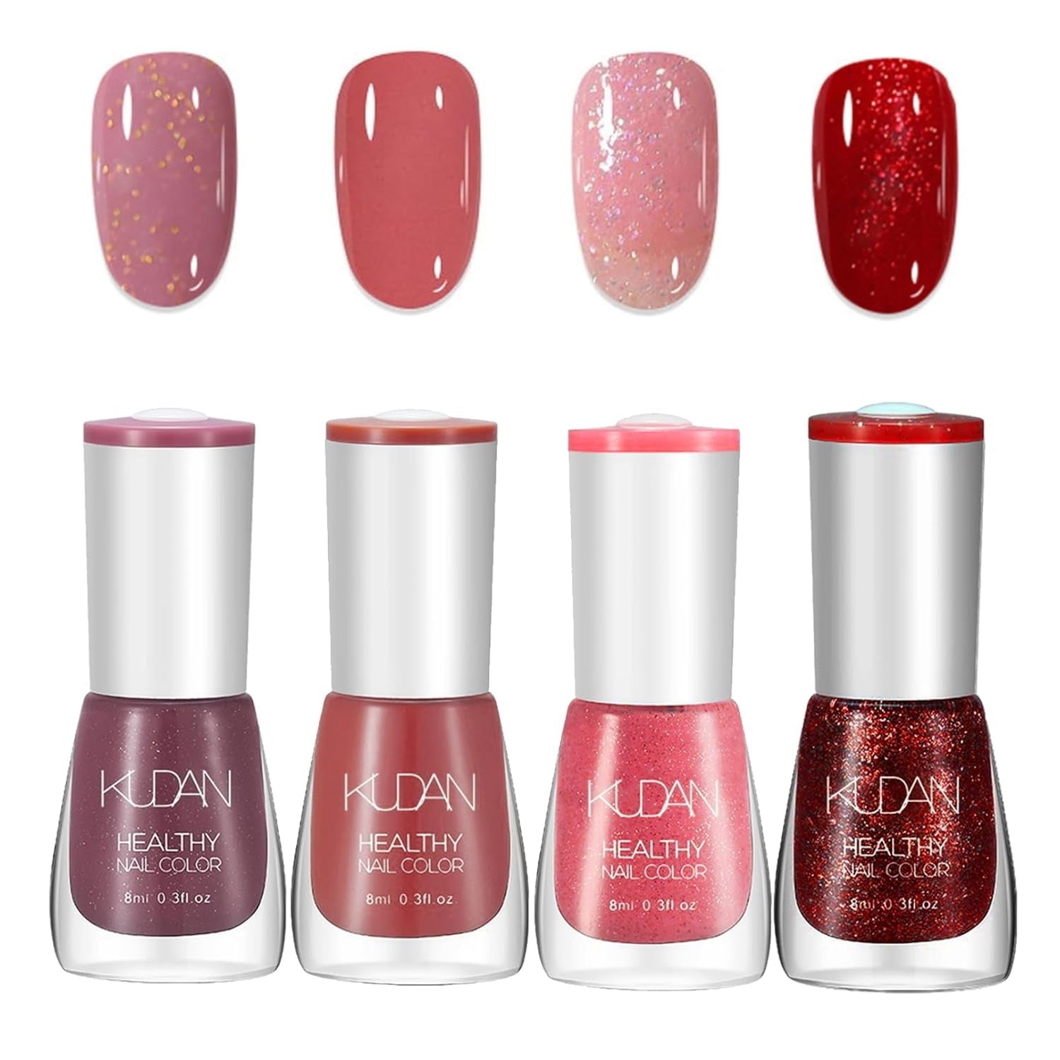 Set di smalti per unghie da 4 pezzi - Smalto per unghie a base d'acqua ad asciugatura rapida e di lunga durata - Smalto per unghie fai-da-te (set da 4 pezzi stile normale nudo)