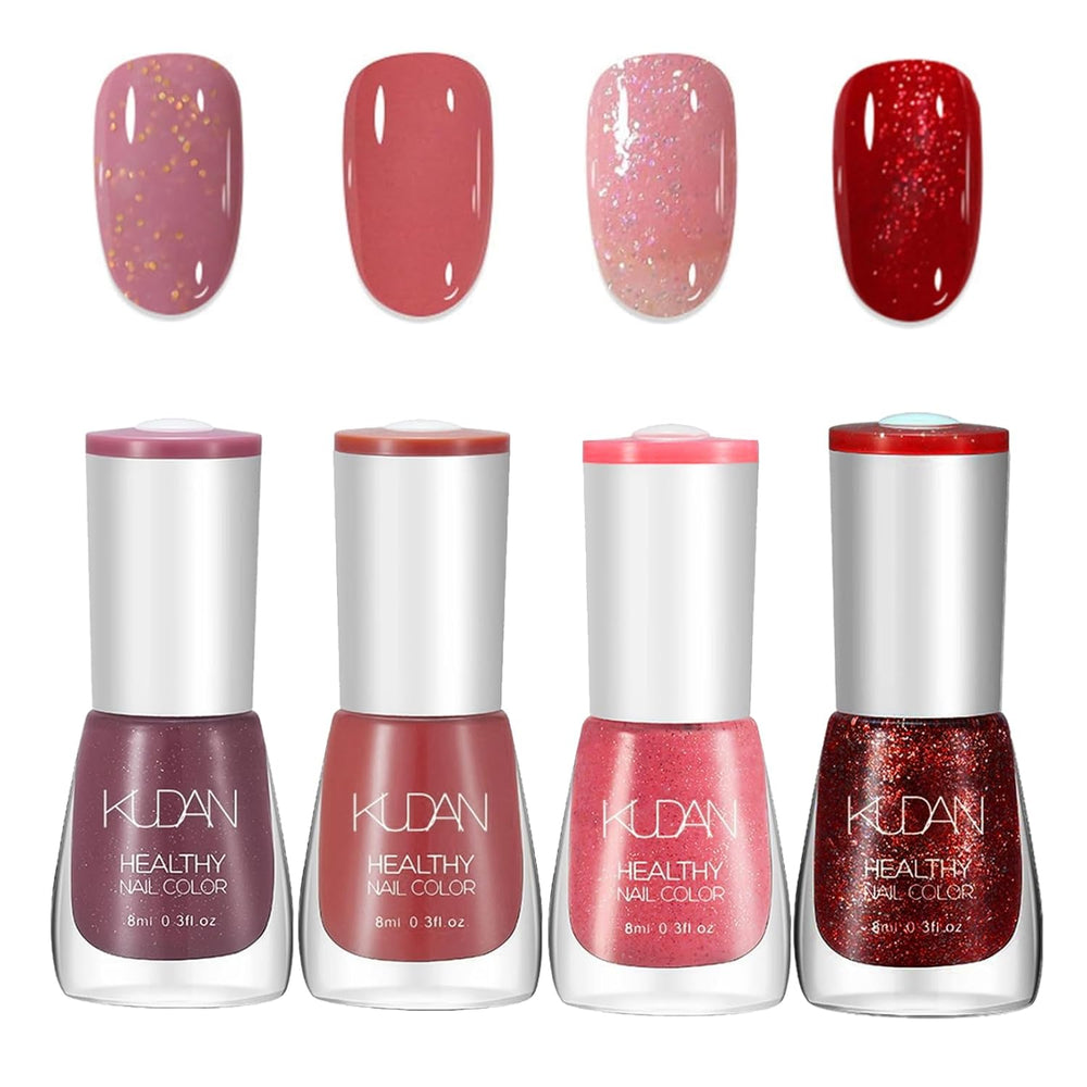 Set di smalti per unghie da 4 pezzi - Smalto per unghie a base d'acqua ad asciugatura rapida e di lunga durata - Smalto per unghie fai-da-te (set da 4 pezzi stile normale nudo)
