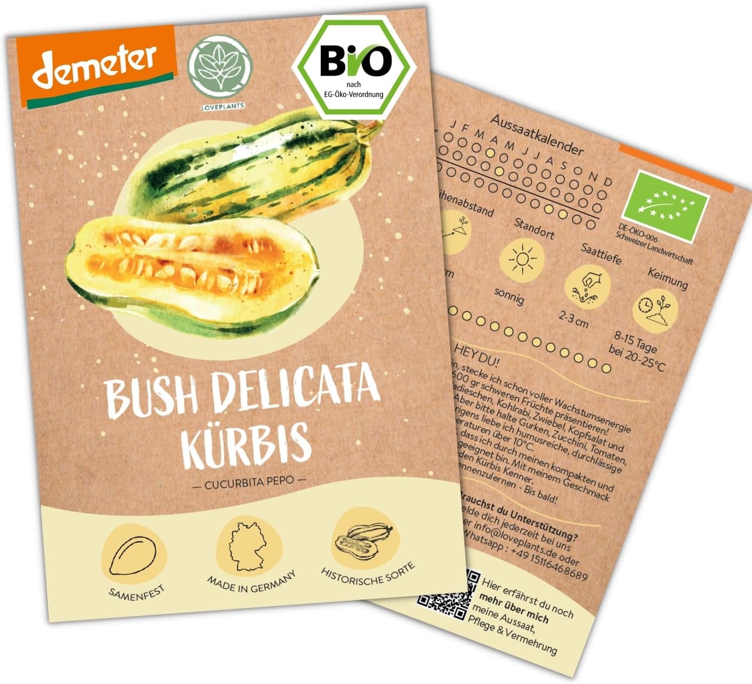 Semi di cetriolo messicano mini biologici, 10 semi di cetriolo snack, alto tasso di germinazione, certificati Demeter e impollinati aperta | LOVEPLANTS Semi di ortaggi per aiuola rialzata da giardino sul balcone - Varietà di ortaggi cimelio