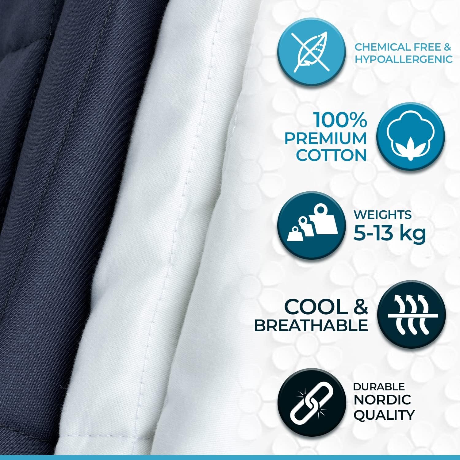 Coperta ponderata Polar Night per adulti 150 X 200 Cm, 9 Kg - Coperta ponderata per un sonno profondo, coperta pesante, coperta terapeutica in microfibra al 100%, coperta rilassante Oeko-Tex® 100 Comforter Letti e coperte standard Polar Night