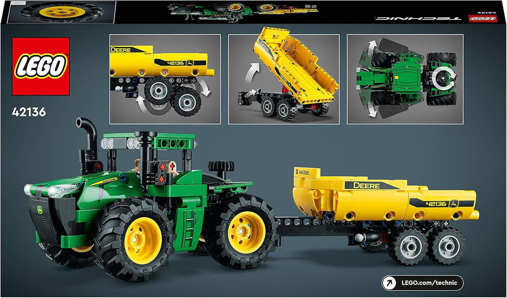 LEGO Technic John Deere 9620R Trattore 4WD con rimorchio ribaltabile Classico giocattolo agricolo per bambini Ragazzi e ragazze Kit modello da collezione di 8 anni 42136 Set di costruzione Acquista il negozio LEGO