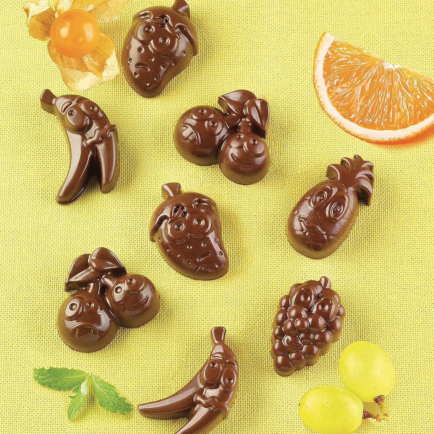 Stampo in silicone Pralina Silikomart Frutta 3,2 x 3,2 x H 1,5 cm, 10 ml, 15 cavità (SCG32) Cucina Naty Shop