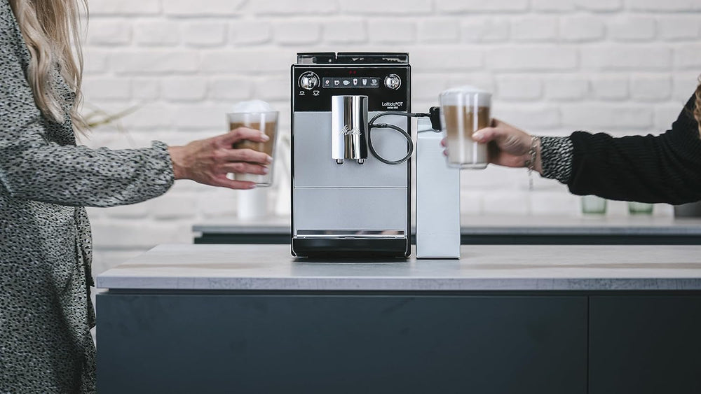 Melitta Latticia OT - Espressor complet automat cu sistem de lapte, espressor cu râșniță pentru, de exemplu, cafea sau cappuccino, argintiu/negru