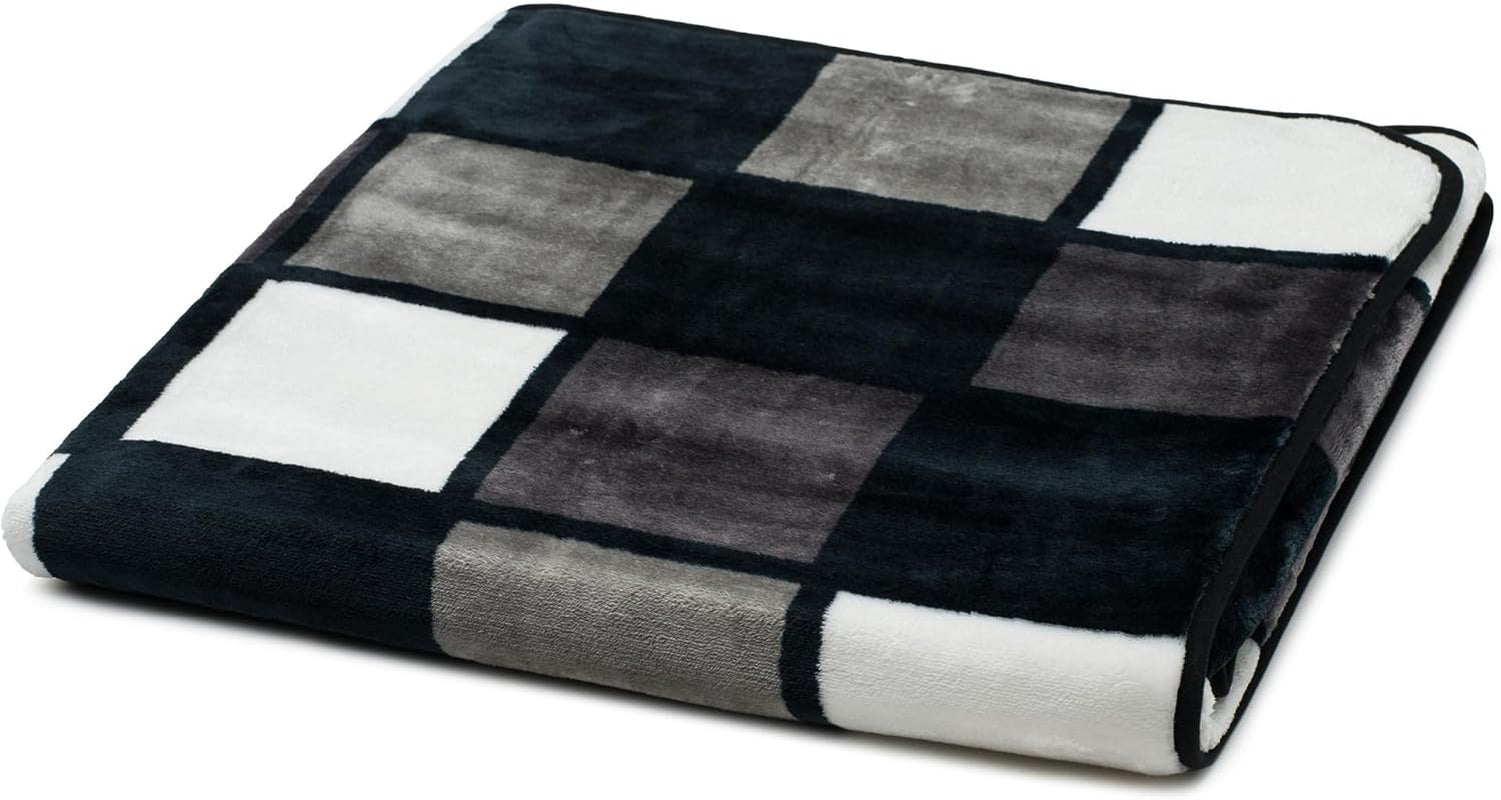 Gözze - Coperta morbida e confortevole, sensazione cashmere, peso tessuto pesante 500 G/M², Antigua, 150 X 200 cm - Senape/Nero/Bianco Besuche den Gözze-Store Antracite/Nero/Bianco Letti e coperte
