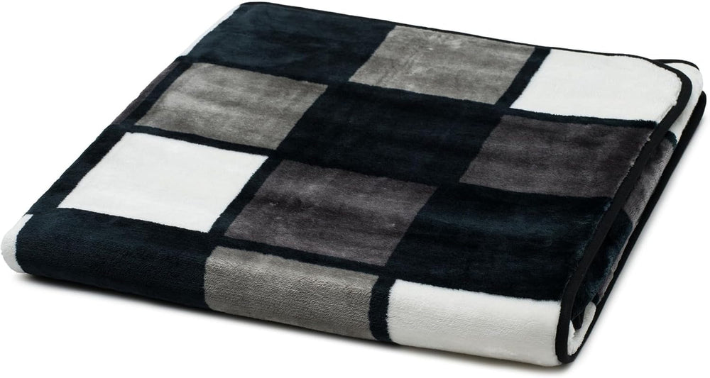 Gözze - Coperta morbida e confortevole, sensazione cashmere, peso tessuto pesante 500 G/M², Antigua, 150 X 200 cm - Senape/Nero/Bianco Besuche den Gözze-Store Antracite/Nero/Bianco Letti e coperte