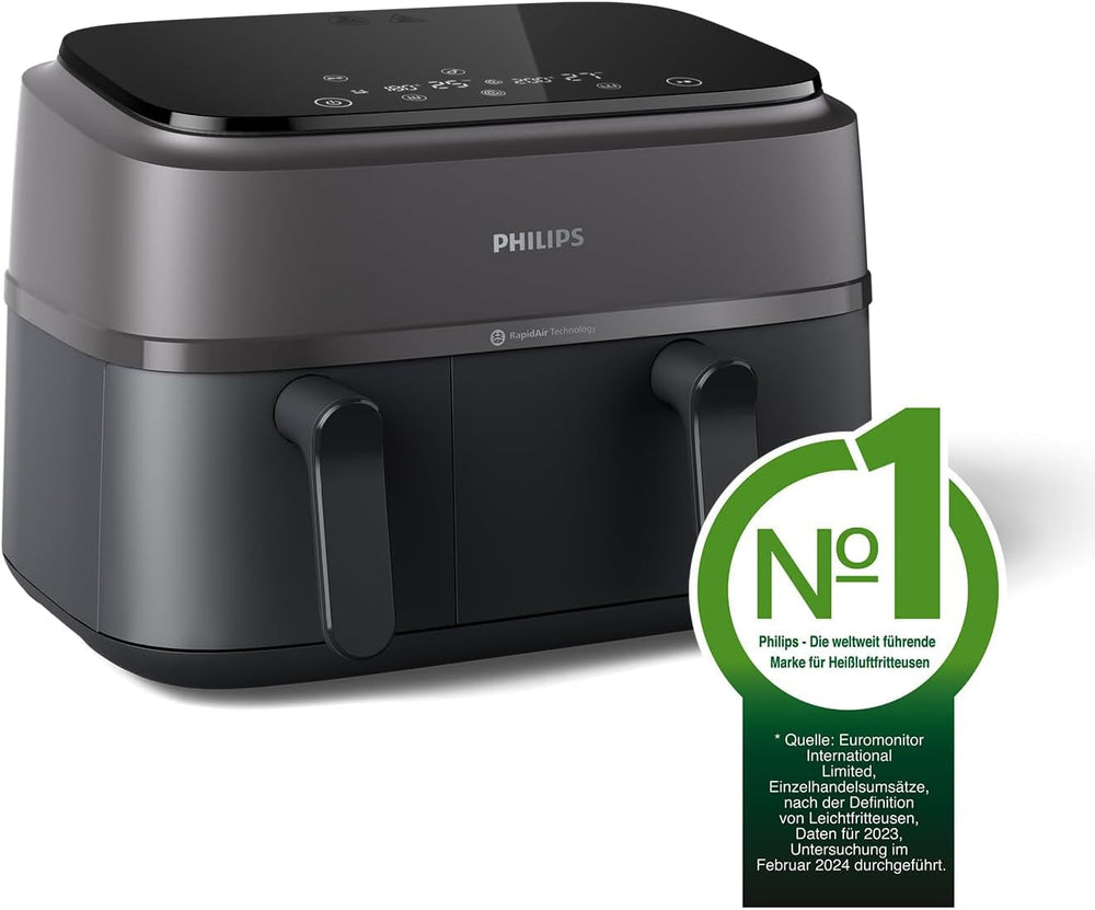 Philips Airfryer Dual Basket Serie 3000, 9L, 2 cestelli, 2 piatti pronti contemporaneamente, tecnologia Rapidair più aria calda Elettrodomestici Naty Shop