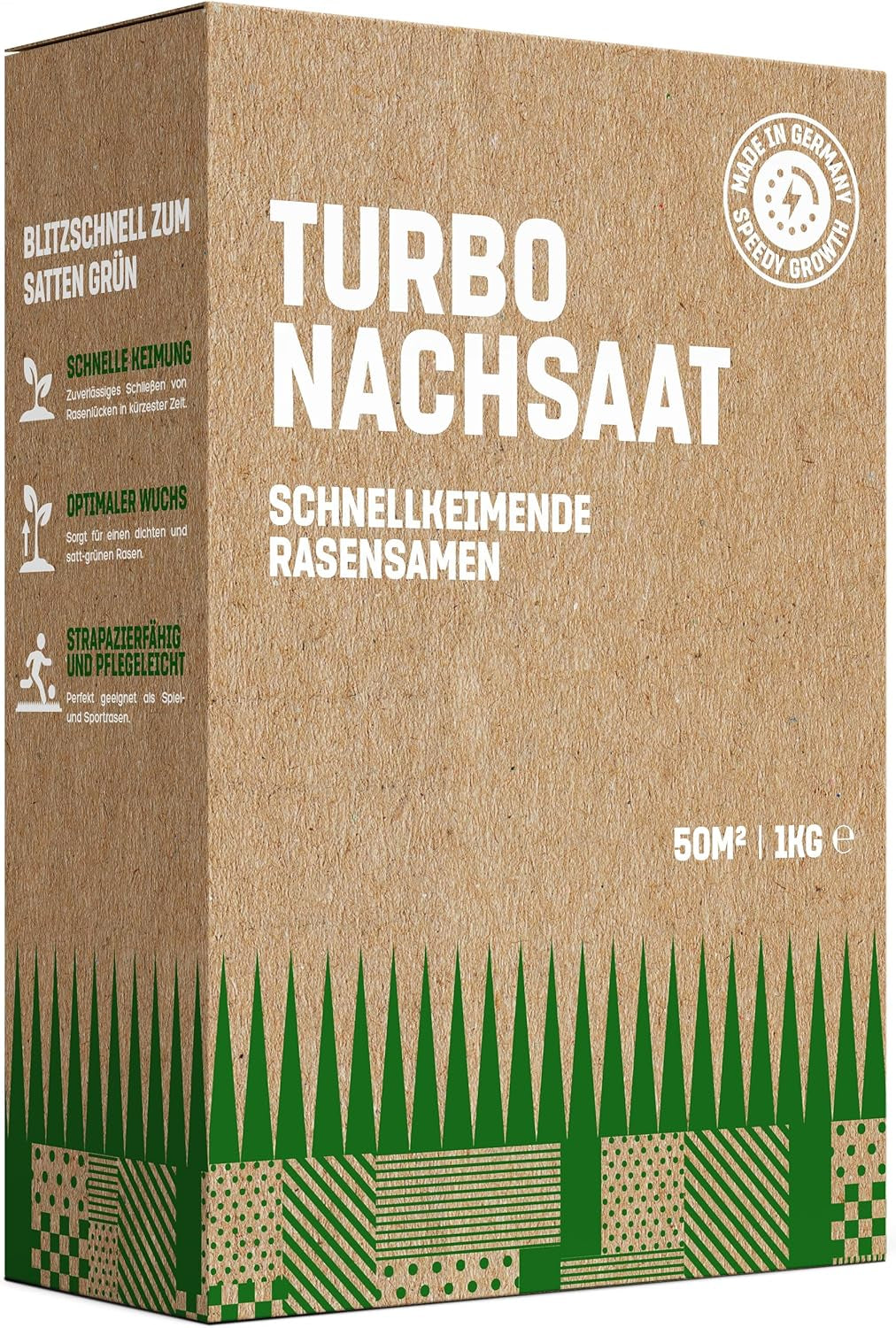 Gardengloss Rasensamen Schnellkeimend Herbst 0,5Kg - Made in Germany - 25M2 Fläche Rasen - Grassamen Turbo Nachsaat Und Neuanlage - Rasennachsaat
