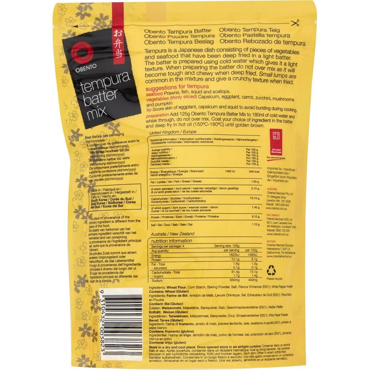 Tempura Batter Mix Tempura Back-Frittiermischung, 500 grammi Mix per cuocere e cuocere Naty Shop