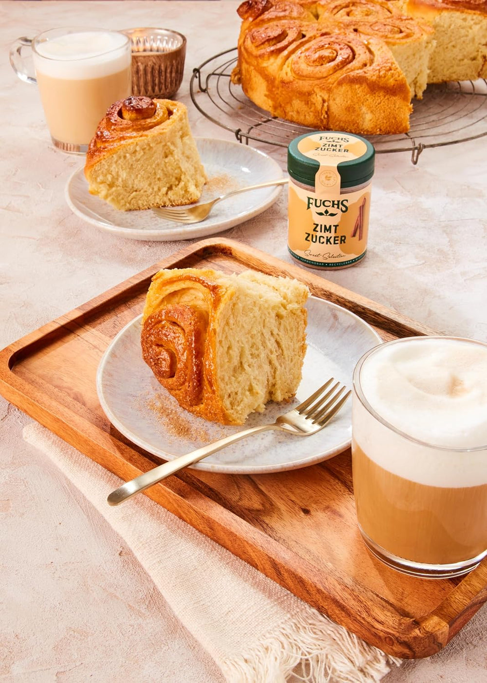 Fuchs Gewürze - Zimt Zucker - Klassiches Gewürz für Milchreis, Pfannkuchen oder Wafeln - aus natürliche Ingredient - 100 g in wiederverwendbarer, recyclebarer Dose