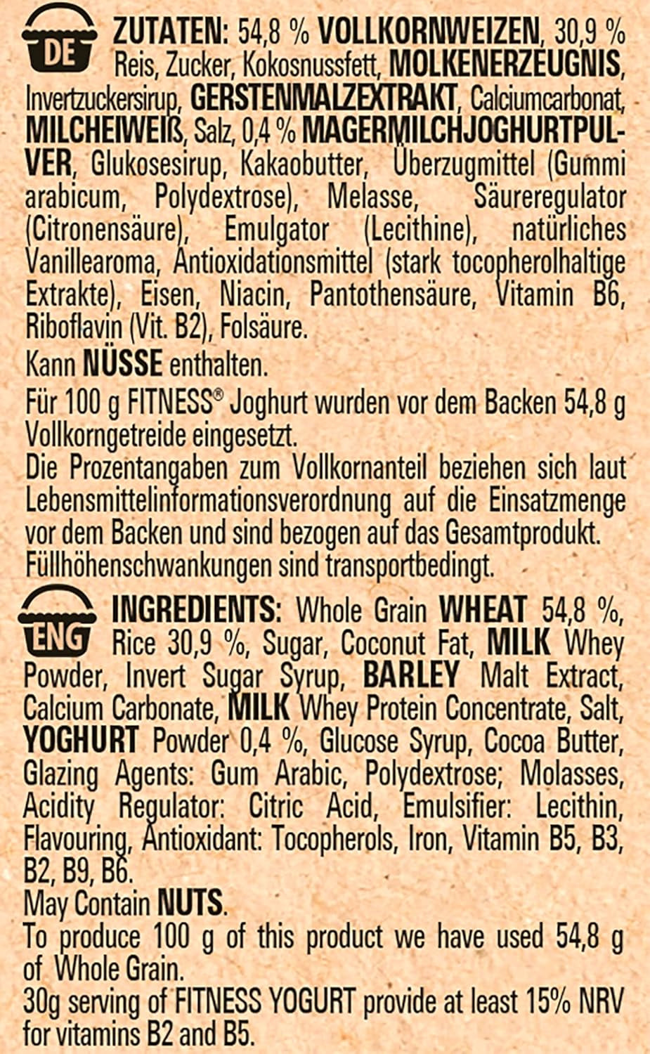 Nestlé Fitness Yogurt cereali integrali per la colazione con gusto parziale di yogurt 1 confezione (1 x 350 g)