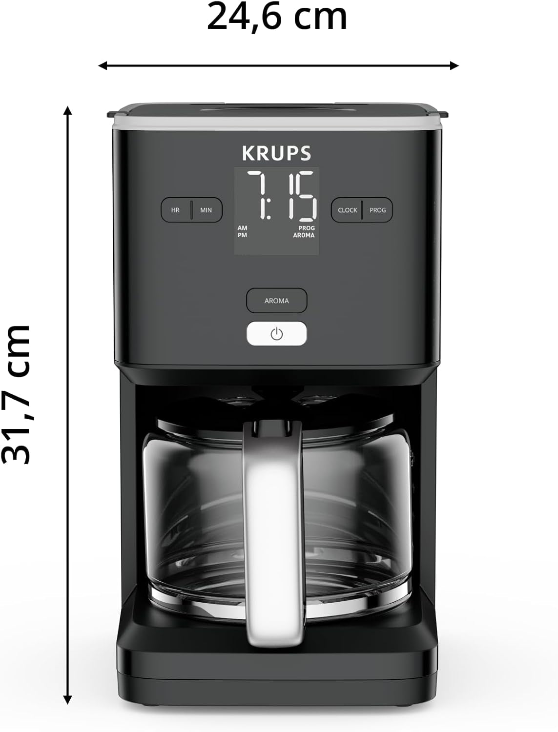 Aparat de cafea Krups Smart'n Light cu temporizator, pentru 1,25 litri de cafea filtrată, funcție de menținere la cald, oprire automată, negru, KM600810