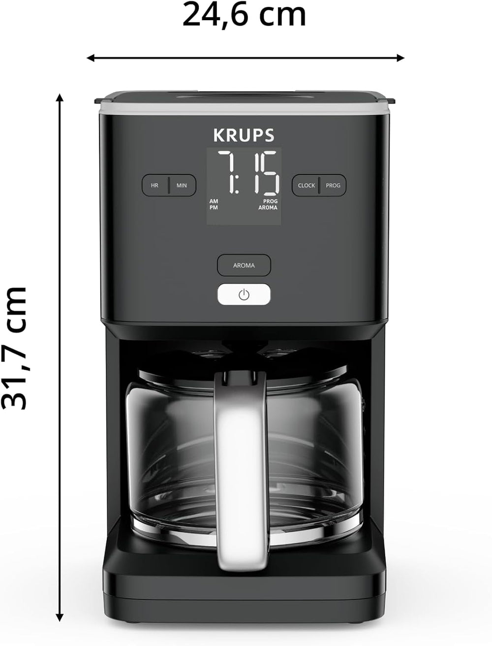 Aparat de cafea Krups Smart'n Light cu temporizator, pentru 1,25 litri de cafea filtrată, funcție de menținere la cald, oprire automată, negru, KM600810