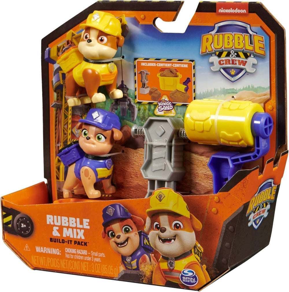 Rubble & Crew - Set di action figure Rubble & Mix, 2 giocattoli da costruzione e sabbia da costruzione cinetica da 85G, giocattolo adatto per bambini dai 3 anni in su Action Figure Naty Shop
