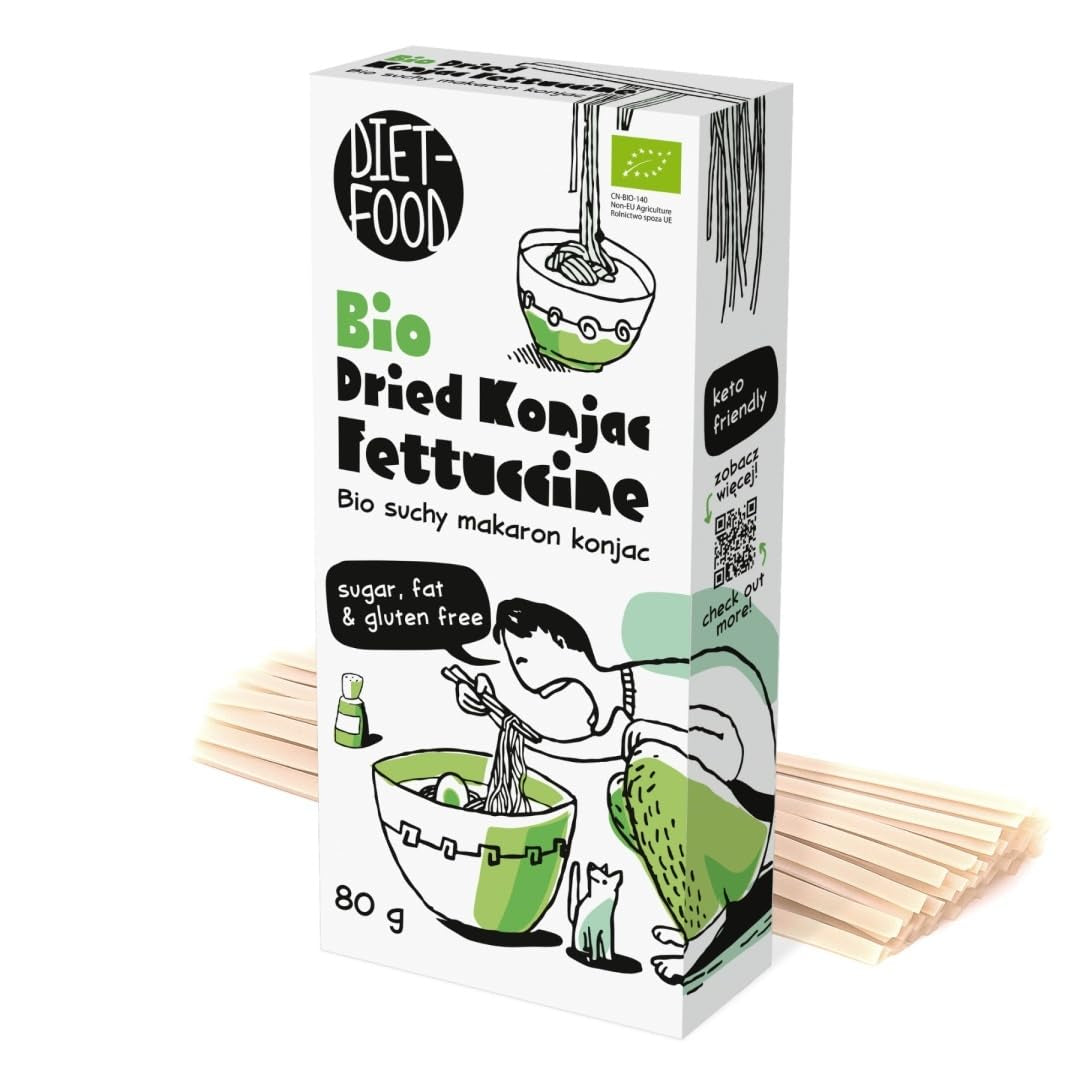 Fettuccine Konjac Shirataki Bio 80g - A basso contenuto calorico e a basso contenuto di carboidrati, senza glutine, a basso contenuto di carboidrati, adatte per diete cheto, con farina di tapioca