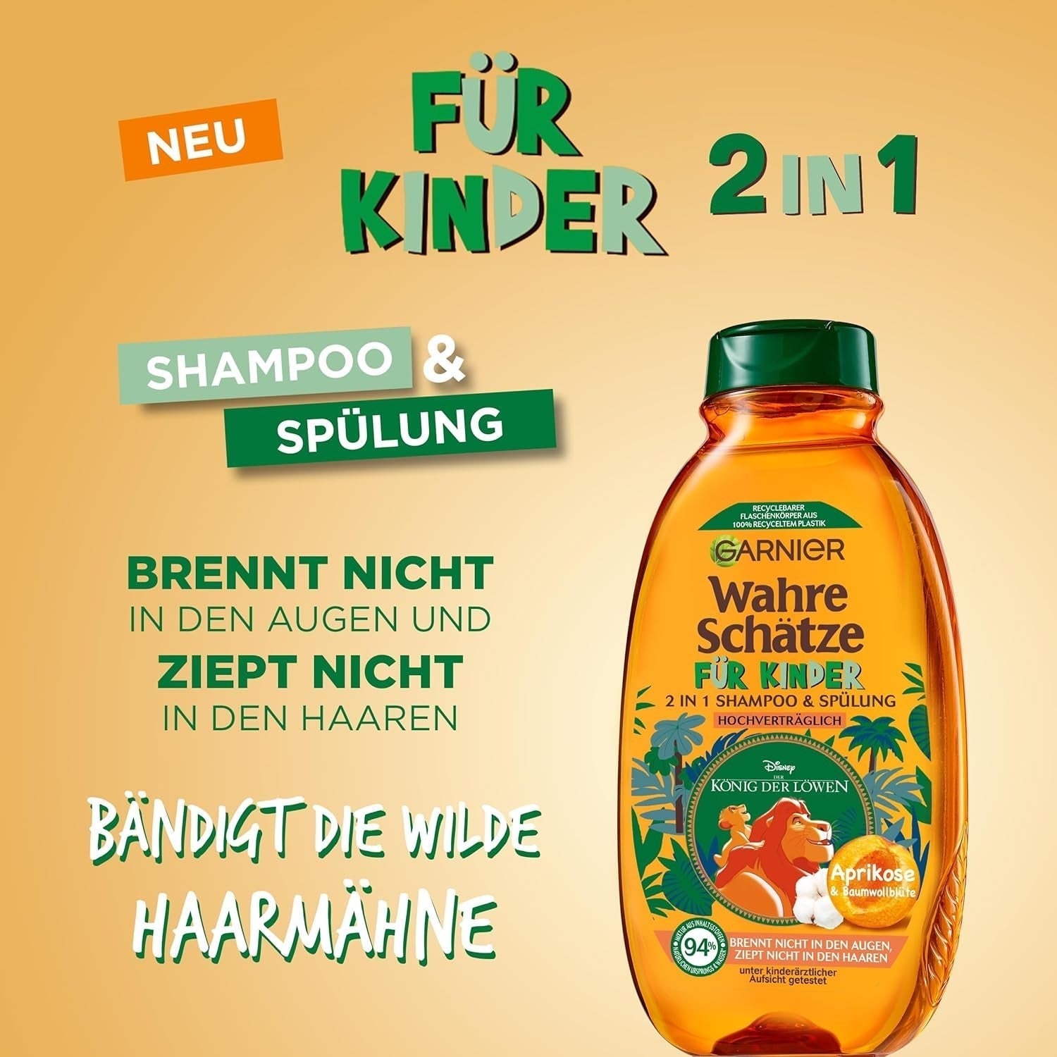 Garnier Shampoo per bambini, per capelli sensibili e facili da pettinare, con albicocca e fiori di cotone Garnier Doccia e Bagno