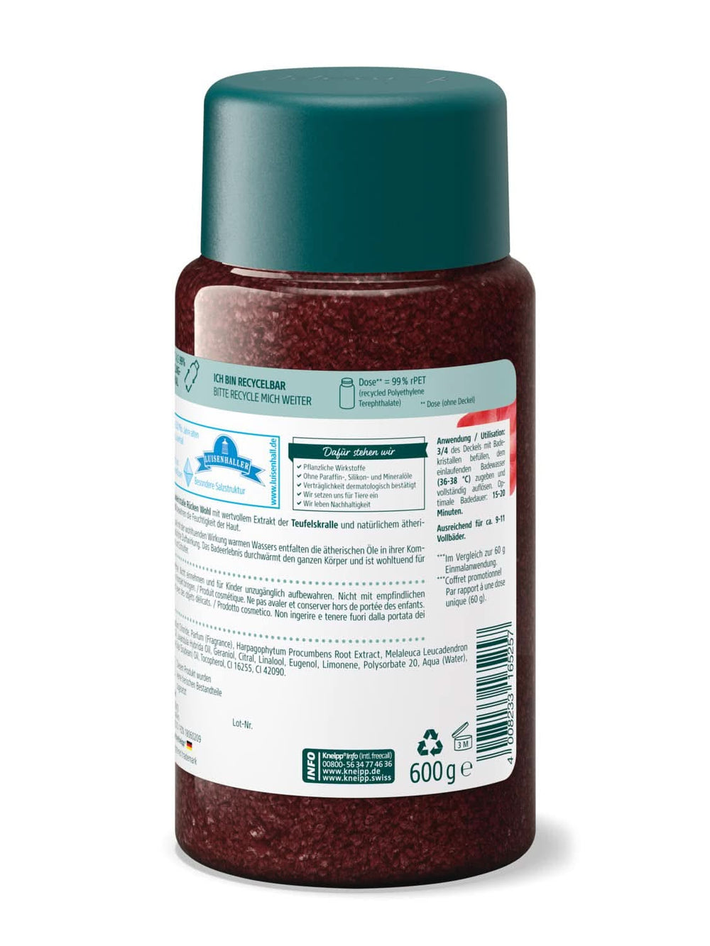 Sali da bagno Kneipp con estratto di artiglio del diavolo - Sale naturale Luisenhall e oli essenziali di lavanda e cajeput per collo e spalle - 600G Doccia e bagno Naty Shop
