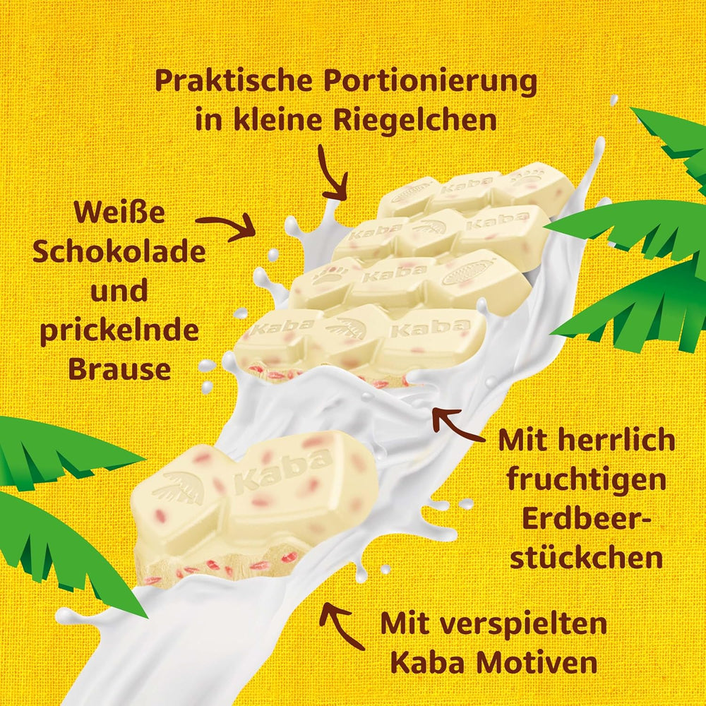 Cioccolato Bianco Kaba al Gusto Fruttato di Fragola e Caramelle Effervescenti, Barretta di Cioccolato, Barretta 85g, Cioccolato Bianco al Gusto Fruttato di Fragola e Caramelle Effervescenti al Gusto Originale Kaba (Confezione da 3)