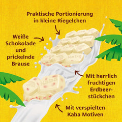 Cioccolato Bianco Kaba al Gusto Fruttato di Fragola e Caramelle Effervescenti, Barretta di Cioccolato, Barretta 85g, Cioccolato Bianco al Gusto Fruttato di Fragola e Caramelle Effervescenti al Gusto Originale Kaba (Confezione da 3)
