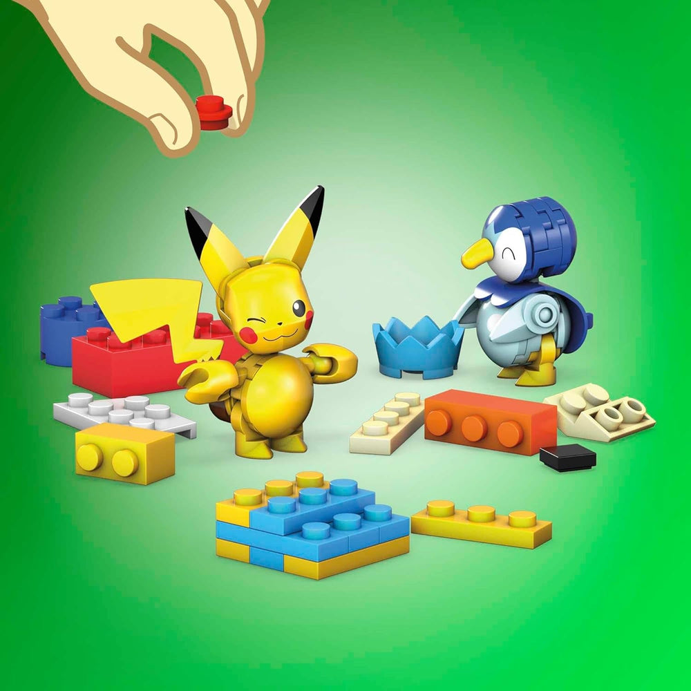 MEGA Pokémon Adventkalendar, Ferienkalender mit 202 Teilen, 2 posierbaren Figuren und Zubehör, für Kinder, GYG99